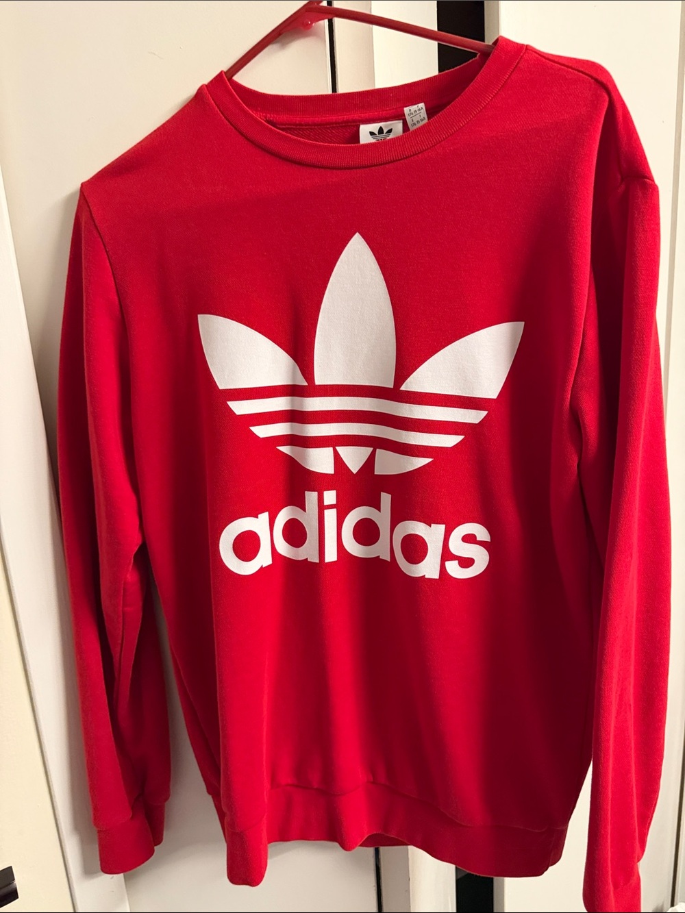 adidas Red Trefoil Logo Pullover Sweatshirt